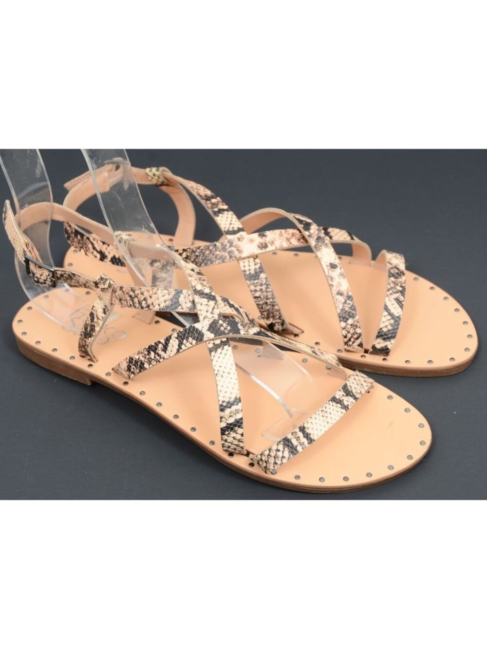 NEW Franco‎ Sarto Kayak Size 8 Faux Leather Snake Print Strappy Flat Sandal Boho